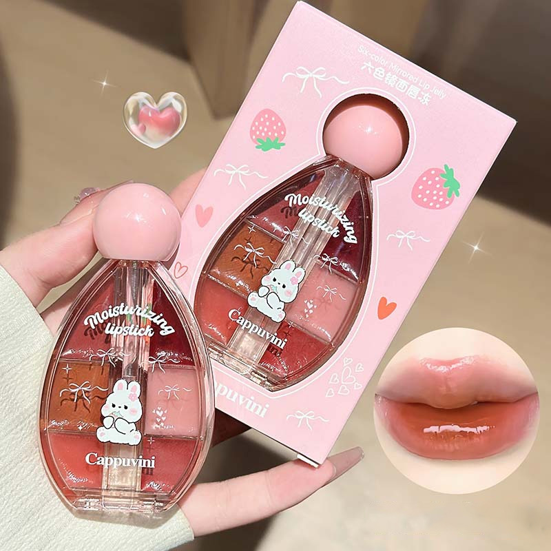 Lip Tint Korean - 6 Kleur Spiegel Lipgloss Palette Hydraterende