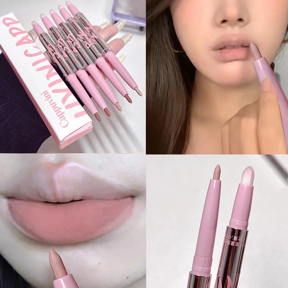 Lip Tint Korean - Nude Lip Liner Met Lip Borstel
